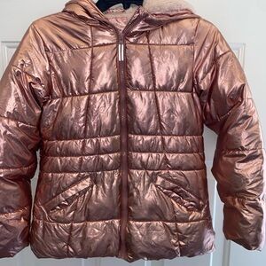 Girls metallic pink puffer Jacket size 10/12